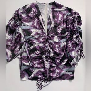 Long Sleeve Purple & White Dress